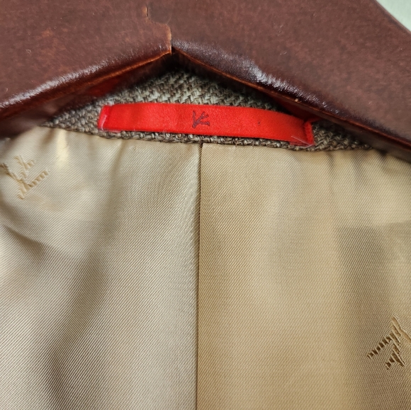 Isaia Wool Size IT 52 2-Button Sport Coat Tan Plaid - Picture 4 of 7